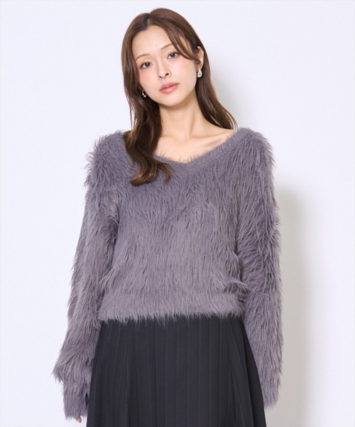AND COUTURE(アンドクチュール)の「ロングフェザープルオーバー(ニット/セーター・レディース・モカ/グレー/アイボリー/オレンジ・FREE)」の2枚目の写真