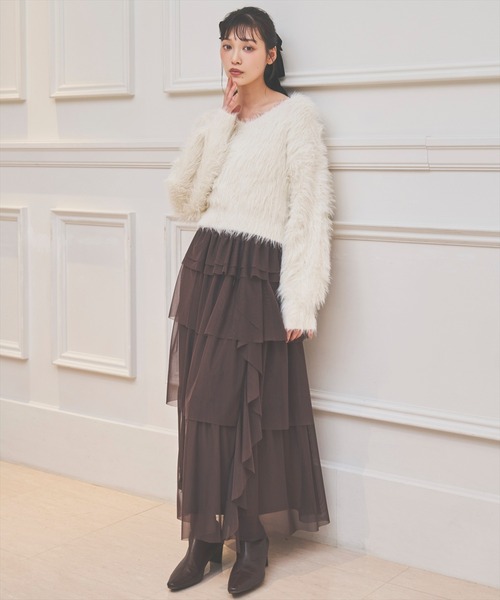 AND COUTURE(アンドクチュール)の「ロングフェザープルオーバー(ニット/セーター・レディース・モカ/グレー/アイボリー/オレンジ・FREE)」の13枚目の写真
