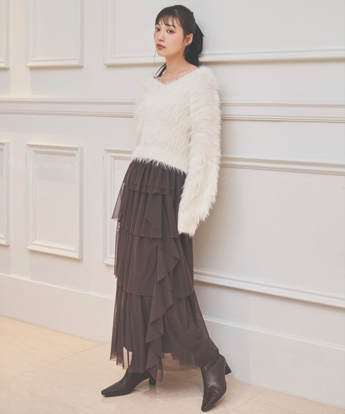 AND COUTURE(アンドクチュール)の「ロングフェザープルオーバー(ニット/セーター・レディース・モカ/グレー/アイボリー/オレンジ・FREE)」の12枚目の写真