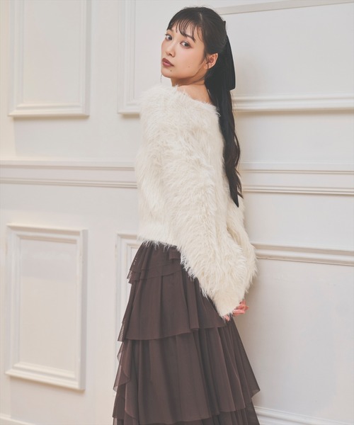 AND COUTURE(アンドクチュール)の「ロングフェザープルオーバー(ニット/セーター・レディース・モカ/グレー/アイボリー/オレンジ・FREE)」の11枚目の写真