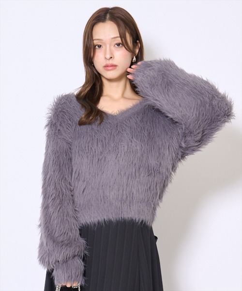 AND COUTURE(アンドクチュール)の「ロングフェザープルオーバー(ニット/セーター・レディース・モカ/グレー/アイボリー/オレンジ・FREE)」の10枚目の写真