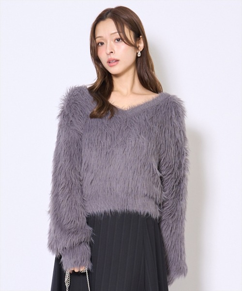 AND COUTURE(アンドクチュール)の「ロングフェザープルオーバー(ニット/セーター・レディース・モカ/グレー/アイボリー/オレンジ・FREE)」の9枚目の写真