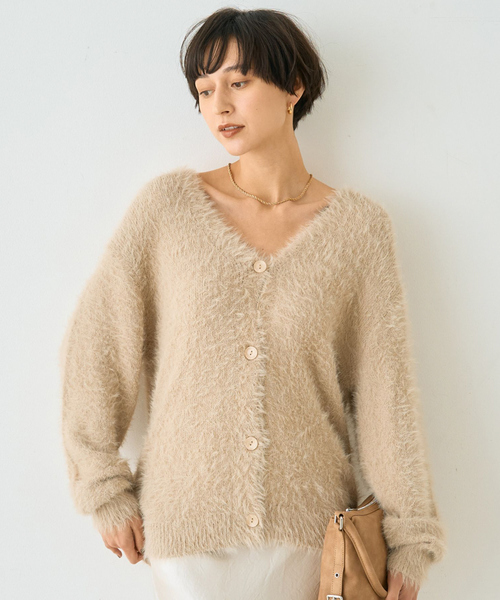 EMMA　ROUGE VIF（エマルージュヴィフ）の「【一部店舗限定】ラメシャギーニットカーディガン（カーディガン/ボレロ・レディース・ホワイト/ベージュ/ネイビー・フリー）」の3枚目の写真
