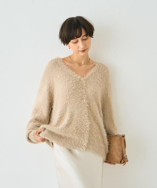 EMMA　ROUGE VIF（エマルージュヴィフ）の「【一部店舗限定】ラメシャギーニットカーディガン（カーディガン/ボレロ・レディース・ホワイト/ベージュ/ネイビー・フリー）」の6枚目の写真