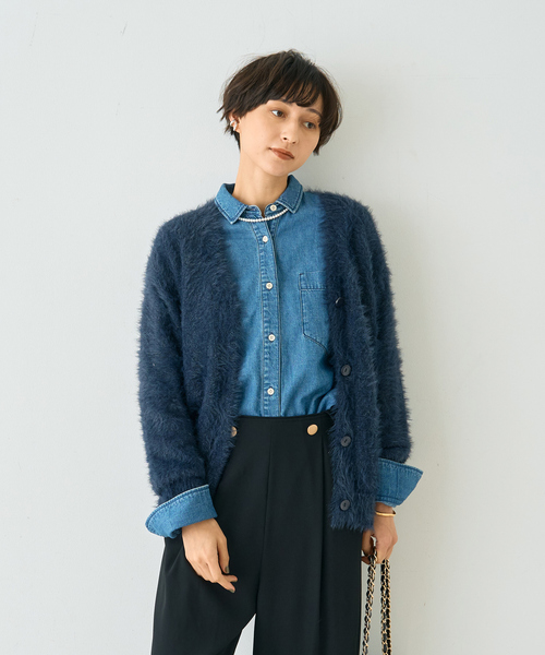 EMMA　ROUGE VIF（エマルージュヴィフ）の「【一部店舗限定】ラメシャギーニットカーディガン（カーディガン/ボレロ・レディース・ホワイト/ベージュ/ネイビー・フリー）」の10枚目の写真