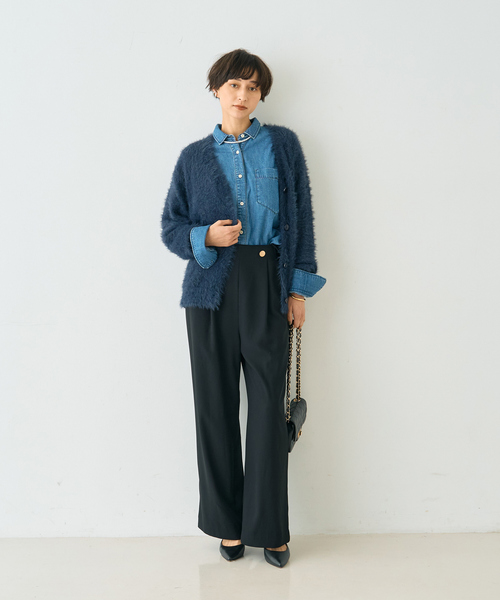 EMMA　ROUGE VIF（エマルージュヴィフ）の「【一部店舗限定】ラメシャギーニットカーディガン（カーディガン/ボレロ・レディース・ホワイト/ベージュ/ネイビー・フリー）」の19枚目の写真