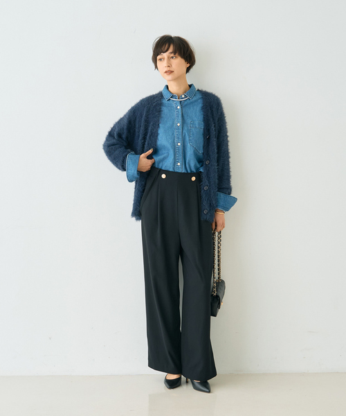 EMMA　ROUGE VIF（エマルージュヴィフ）の「【一部店舗限定】ラメシャギーニットカーディガン（カーディガン/ボレロ・レディース・ホワイト/ベージュ/ネイビー・フリー）」の21枚目の写真