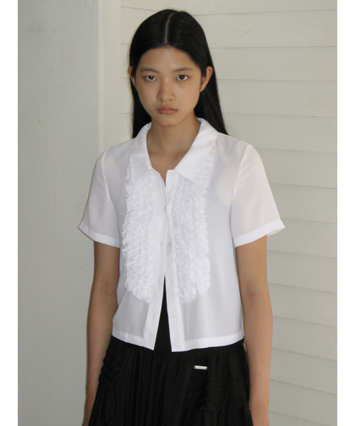 SINOON(シヌーン)の「FRILL HALF BLOUSE (WHITE)(シャツ/ブラウス・レディース・ホワイト・FREE)」の5枚目の写真