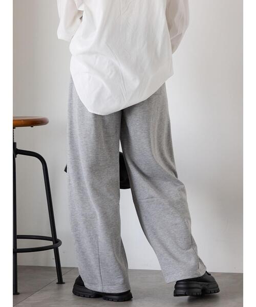 ehka sopo（エヘカソポ）の「カーブスウェットパンツ（スウェットパンツ・レディース・グレー/キナリ/ブラック・F）」の6枚目の写真