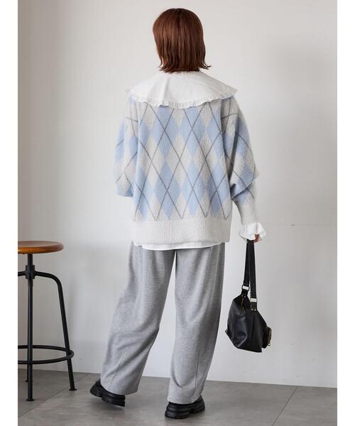 ehka sopo（エヘカソポ）の「カーブスウェットパンツ（スウェットパンツ・レディース・グレー/キナリ/ブラック・F）」の10枚目の写真