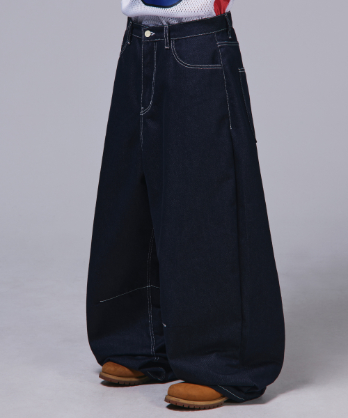 SCALLYWAG（スカリーワグ）の「ホワイトロゴ生地ダートデニム[インディゴ]（デニムパンツ・レディース・その他・X-LARGE/SMALL/MEDIUM/LARGE）」の9枚目の写真