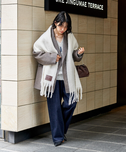 FREAK'S STORE（フリークスストア）の「ボリュームフリンジマフラー（マフラー・レディース・オフホワイト/ライトグレー/ブラウン/レッド・ONE SIZE）」の13枚目の写真