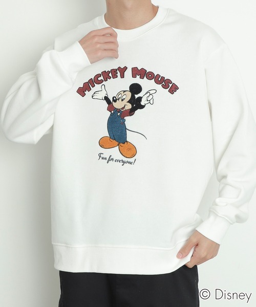 Disney(ディズニー)の「∴WEGO/MICKEYサガラ刺繍スウェット(スウェット・メンズ・オフホワイト/スミクロ・MEDIUM/LARGE)」の5枚目の写真