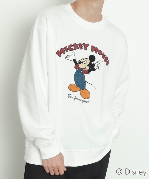 Disney(ディズニー)の「∴WEGO/MICKEYサガラ刺繍スウェット(スウェット・メンズ・オフホワイト/スミクロ・MEDIUM/LARGE)」の6枚目の写真