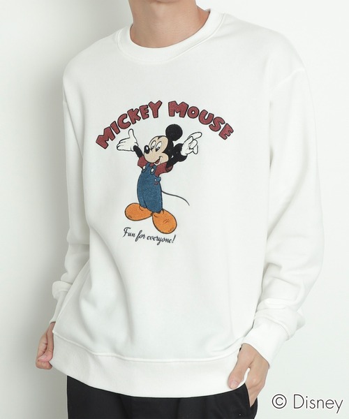 Disney(ディズニー)の「∴WEGO/MICKEYサガラ刺繍スウェット(スウェット・メンズ・オフホワイト/スミクロ・MEDIUM/LARGE)」の7枚目の写真