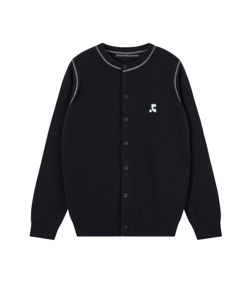 STITCH WOOL KNIT CARDIGAN - NAVY（ニット/セーター