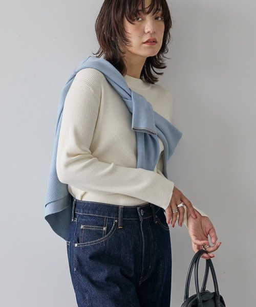 AMERICAN HOLIC(アメリカンホリック)の「バイパチリブモックネックニットプルオーバー(ニット/セーター・レディース・アイボリー/マルチ/ネイビー/ブラック・M/L)」の18枚目の写真