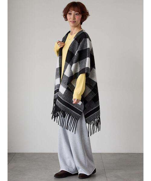 ブロックチェックポンチョ（ストール/ショール）｜Lugnoncure（ルノン