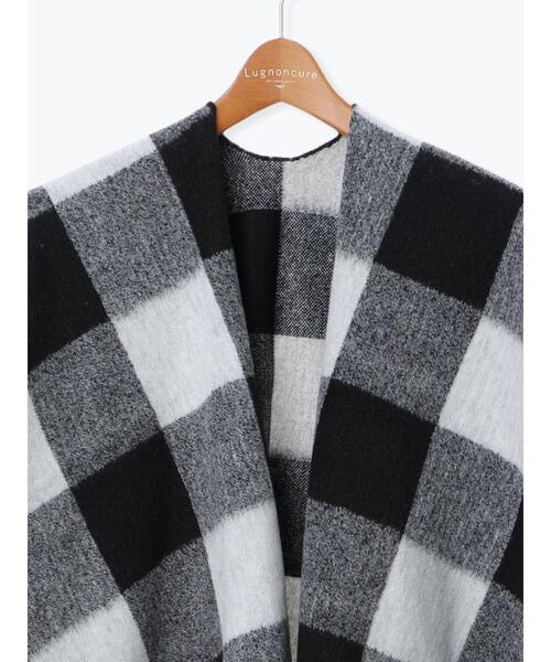 Lugnoncure（ルノンキュール）の「ブロックチェックポンチョ（ストール/ショール・レディース・ブラック/ブラウン・F）」の13枚目の写真