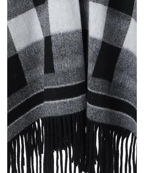 Lugnoncure（ルノンキュール）の「ブロックチェックポンチョ（ストール/ショール・レディース・ブラック/ブラウン・F）」の3枚目の写真