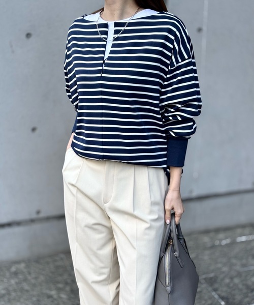 Emma Taylor(エマテイラー)の「フロント2wayボートネックドルマンプルオーバー(Tシャツ/カットソー・レディース・ブラウン系その他/ホワイト系その他/ブルー系その他・FREE)」の16枚目の写真