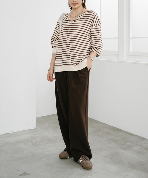 Emma Taylor(エマテイラー)の「フロント2wayボートネックドルマンプルオーバー(Tシャツ/カットソー・レディース・ブラウン系その他/ホワイト系その他/ブルー系その他・FREE)」の12枚目の写真