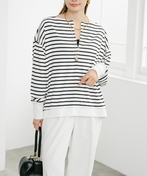 Emma Taylor(エマテイラー)の「フロント2wayボートネックドルマンプルオーバー(Tシャツ/カットソー・レディース・ブラウン系その他/ホワイト系その他/ブルー系その他・FREE)」の20枚目の写真