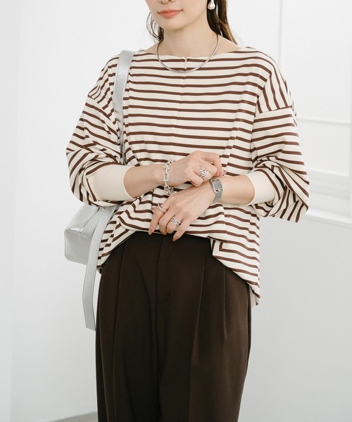 Emma Taylor(エマテイラー)の「フロント2wayボートネックドルマンプルオーバー(Tシャツ/カットソー・レディース・ブラウン系その他/ホワイト系その他/ブルー系その他・FREE)」の15枚目の写真