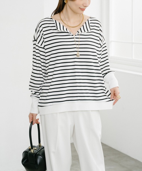 Emma Taylor(エマテイラー)の「フロント2wayボートネックドルマンプルオーバー(Tシャツ/カットソー・レディース・ブラウン系その他/ホワイト系その他/ブルー系その他・FREE)」の21枚目の写真