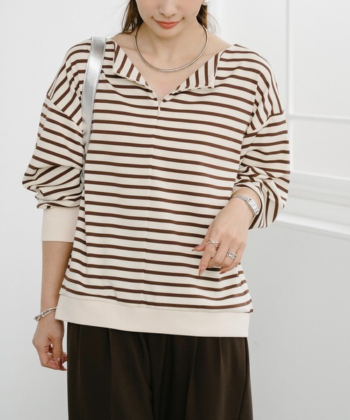 Emma Taylor(エマテイラー)の「フロント2wayボートネックドルマンプルオーバー(Tシャツ/カットソー・レディース・ブラウン系その他/ホワイト系その他/ブルー系その他・FREE)」の22枚目の写真