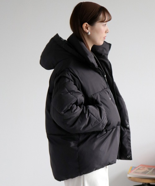 cepo（セポ）の「〈2way〉エアコンパフハーフジャケット（ダウンジャケット/コート・レディース・チャコール/ベージュ/ブラック/グレー・M/L）」の16枚目の写真