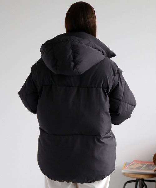 cepo（セポ）の「〈2way〉エアコンパフハーフジャケット（ダウンジャケット/コート・レディース・チャコール/ベージュ/ブラック/グレー・M/L）」の14枚目の写真