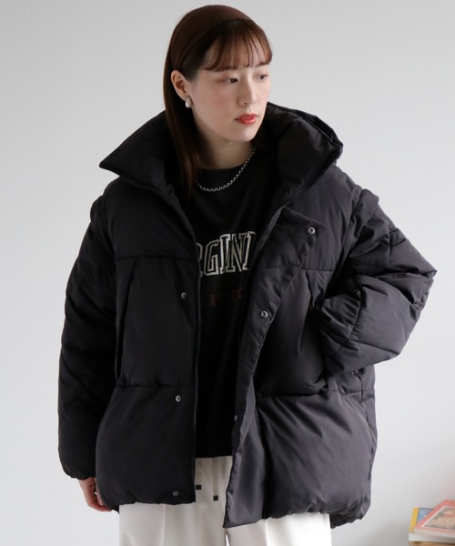 cepo（セポ）の「〈2way〉エアコンパフハーフジャケット（ダウンジャケット/コート・レディース・チャコール/ベージュ/ブラック/グレー・M/L）」の11枚目の写真