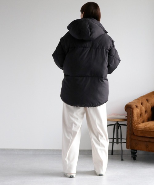 cepo（セポ）の「〈2way〉エアコンパフハーフジャケット（ダウンジャケット/コート・レディース・チャコール/ベージュ/ブラック/グレー・M/L）」の8枚目の写真