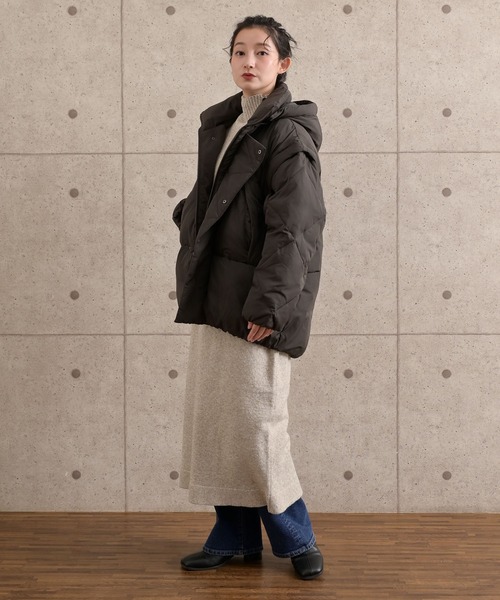 cepo（セポ）の「〈2way〉エアコンパフハーフジャケット（ダウンジャケット/コート・レディース・チャコール/ベージュ/ブラック/グレー・M/L）」の20枚目の写真