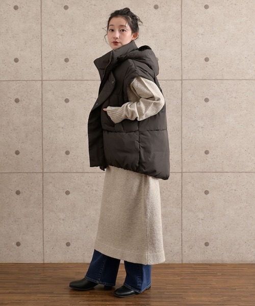 cepo（セポ）の「〈2way〉エアコンパフハーフジャケット（ダウンジャケット/コート・レディース・チャコール/ベージュ/ブラック/グレー・M/L）」の22枚目の写真