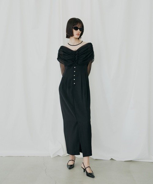シアーギャザーコラムドレス / sheer gathered column dress(ドレス シアーギャザーコラムドレス / sheer gathered column dress(ドレス