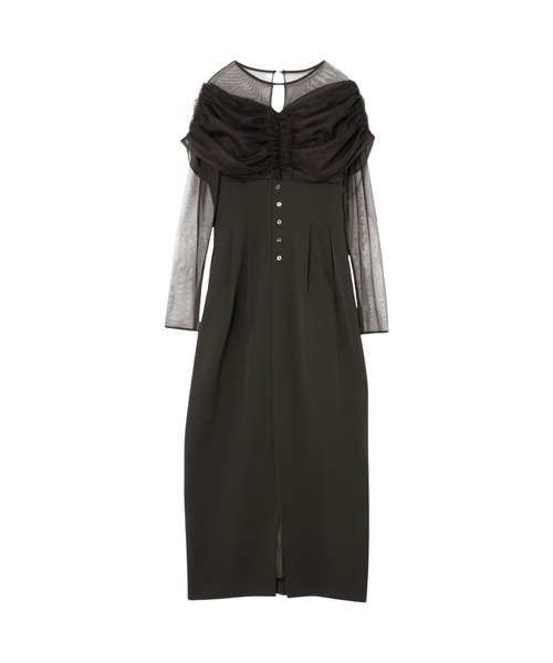 ANDRESD（アンドレスド）の「シアーギャザーコラムドレス / sheer gathered column dress（ドレス・レディース・ブラック/ブラウン/チャコール・M/S/L）」の10枚目の写真