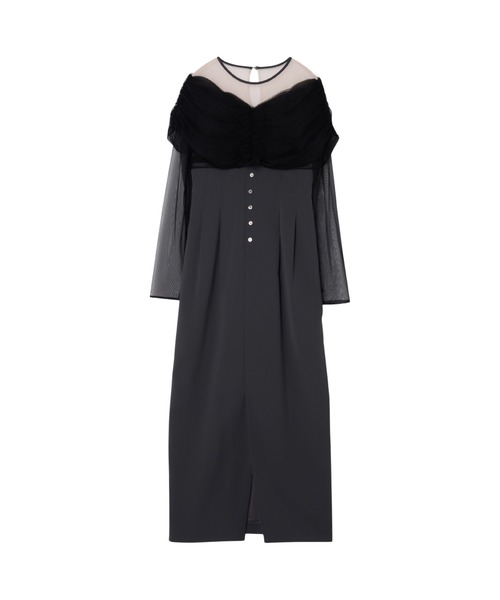 ANDRESD（アンドレスド）の「シアーギャザーコラムドレス / sheer gathered column dress（ドレス・レディース・ブラック/ブラウン/チャコール・M/S/L）」の11枚目の写真