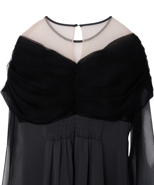 ANDRESD（アンドレスド）の「シアーギャザーコラムドレス / sheer gathered column dress（ドレス・レディース・ブラック/ブラウン/チャコール・M/S/L）」の6枚目の写真