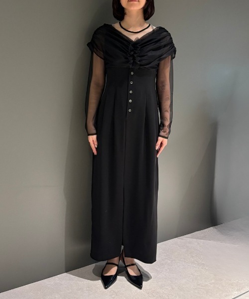シアーギャザーコラムドレス / sheer gathered column dress（ドレス