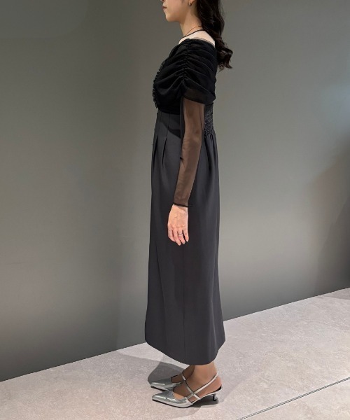 シアーギャザーコラムドレス / sheer gathered column dress（ドレス