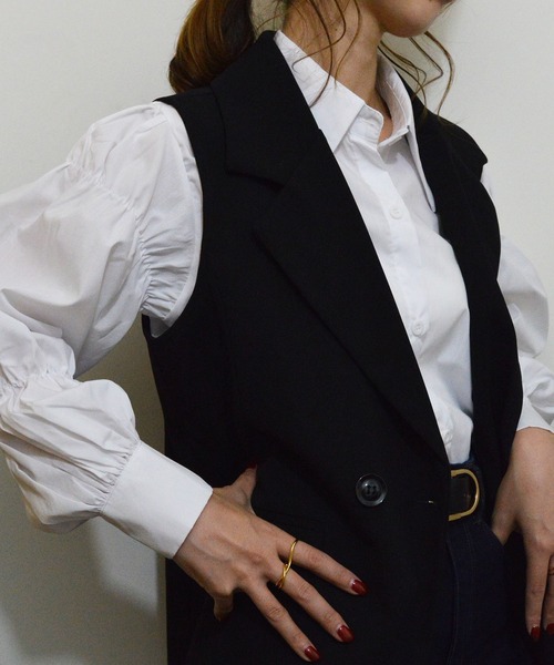 styiro(スタイロ)の「パフボリューム袖白ブラウス(シャツ/ブラウス・レディース・ホワイト・L)」の4枚目の写真