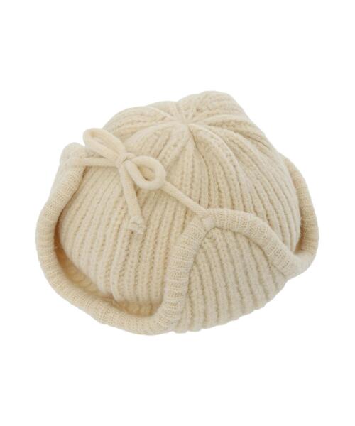 Samansa Mos2 Lagom（サマンサモスモスラーゴム）の「リブニットフライトキャップ（ハット・キッズ・グレー/キナリ・大(L)/中(M)）」の3枚目の写真