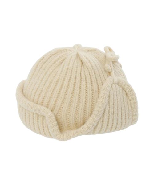 Samansa Mos2 Lagom（サマンサモスモスラーゴム）の「リブニットフライトキャップ（ハット・キッズ・グレー/キナリ・大(L)/中(M)）」の4枚目の写真