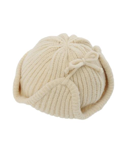 Samansa Mos2 Lagom（サマンサモスモスラーゴム）の「リブニットフライトキャップ（ハット・キッズ・グレー/キナリ・大(L)/中(M)）」の5枚目の写真