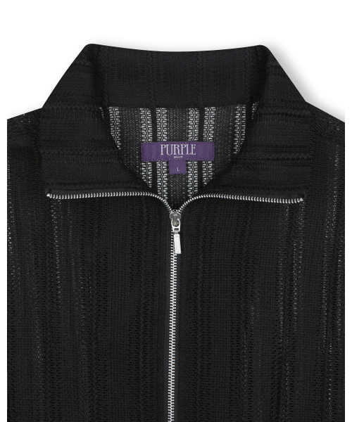 BESLOW(ビースロー)の「SEE-THROUGH JACQUARD HIGH NECK ZIP-UP BLACK(カーディガン/ボレロ・メンズ・その他・X-LARGE/SMALL/MEDIUM/LARGE)」の3枚目の写真