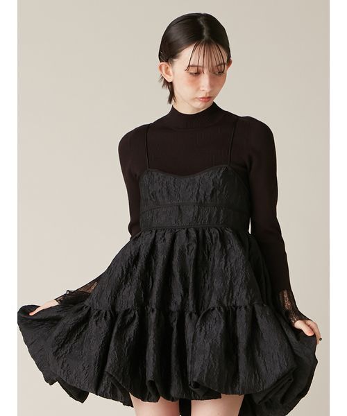 LILY BROWN（リリーブラウン）の「シアースリーブリブニット（ニット/セーター・レディース・アイボリー/ブラック/ピンク/ミント・F）」の2枚目の写真