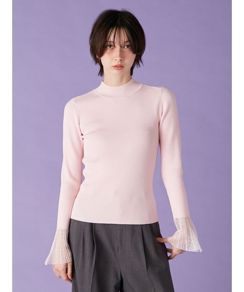 LILY BROWN（リリーブラウン）の「シアースリーブリブニット（ニット/セーター・レディース・アイボリー/ブラック/ピンク/ミント・F）」の5枚目の写真