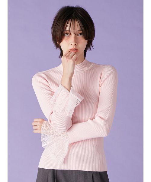 LILY BROWN（リリーブラウン）の「シアースリーブリブニット（ニット/セーター・レディース・アイボリー/ブラック/ピンク/ミント・F）」の6枚目の写真